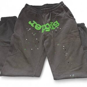 Men's Gray Joggers with Green Accents